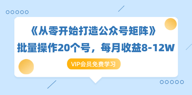 《从零开始打造公众号矩阵》批量操作20个号，每月收益大概8-12W（44节课）-云帆项目库