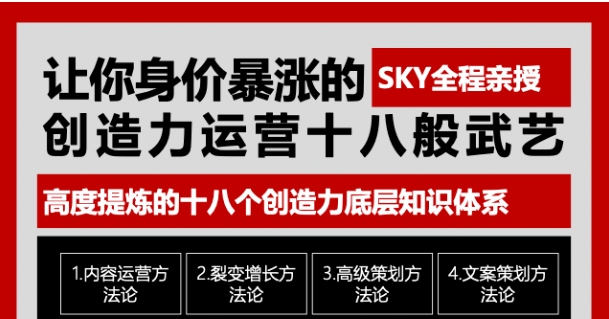 让你的身价暴涨的创造力运营十八般武艺 高度提炼的18个创造力底层知识体系-云帆项目库