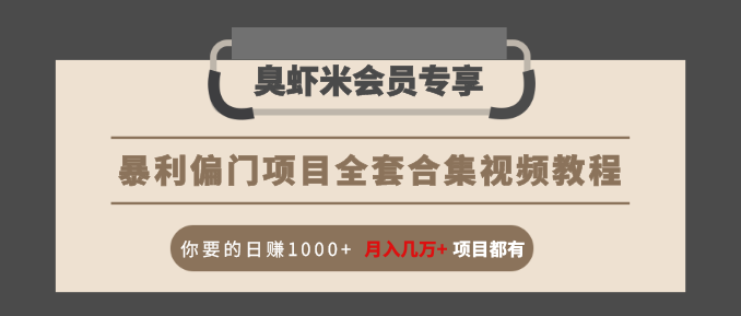 暴利偏门项目全套合集视频教程：你要的日赚1000+月入几万+项目都有-云帆项目库