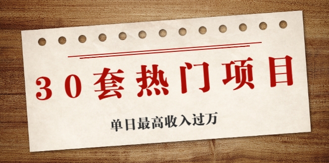 30套热门项目：单日最高收入过万 (网赚项目、朋友圈、涨粉套路、抖音、快手)等-云帆项目库