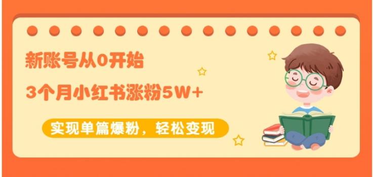 生财小红书涨粉变现：新账号从0开始3个月小红书涨粉5W+实现单篇爆粉-云帆项目库