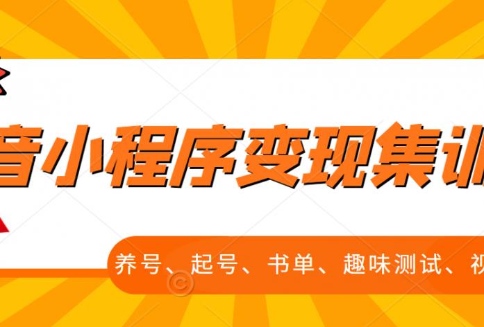 抖音小程序变现集训课，养号、起号、书单、趣味测试、视频剪辑，全套流程-云帆项目库