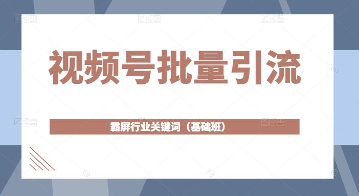 视频号批量引流，霸屏行业关键词（基础班）全面系统讲解视频号玩法-云帆项目库