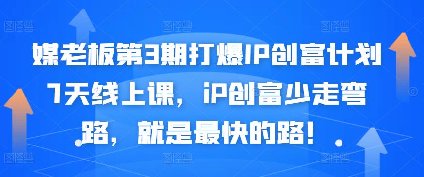 媒老板第3期打爆IP创富计划7天线上课，iP创富少走弯路，就是最快的路！-云帆项目库