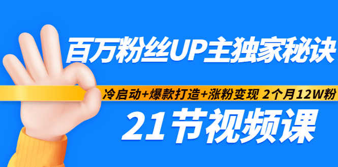 百万粉丝UP主独家秘诀：冷启动+爆款打造+涨粉变现2个月12W粉（21节视频课)-云帆项目库