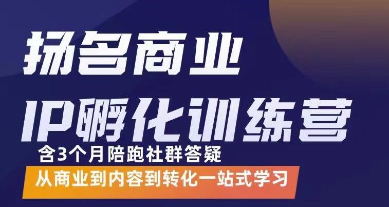 杨名商业IP孵化训练营，从商业到内容到转化一站式学 价值5980元-云帆项目库