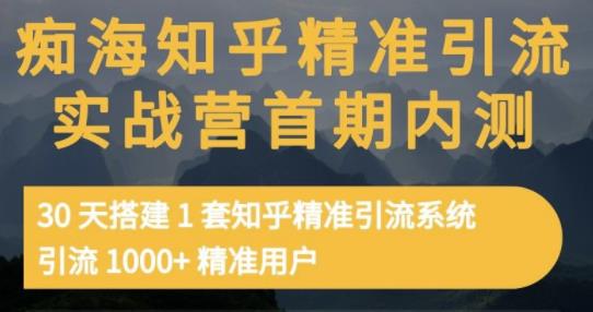 痴海知乎精准引流实战营1-2期，30天搭建1套知乎精准引流系统，引流1000+精准用户-云帆项目库