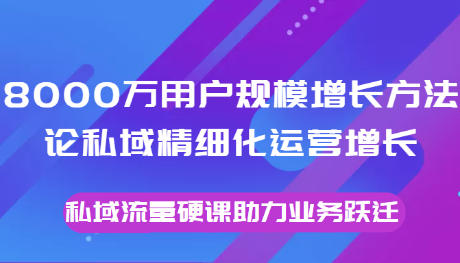 8000万用户规模增长方法论私域精细化运营增长，私域流量硬课助力业务跃迁-云帆项目库