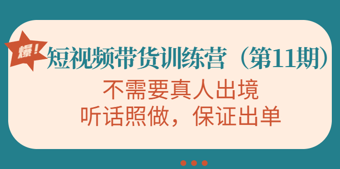 视频带货训练营，不需要真人出境，听话照做，保证出单（第11期）-云帆项目库