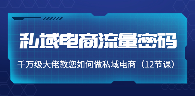 私域电商流量密码：千万级大佬教您如何做私域电商（12节课）-云帆项目库