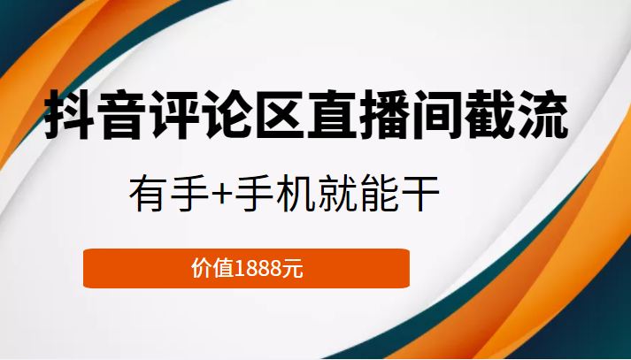 抖音评论区直播间截流，有手+手机就能干，门槛极低，模式可大量复制（价值1888元）-云帆项目库