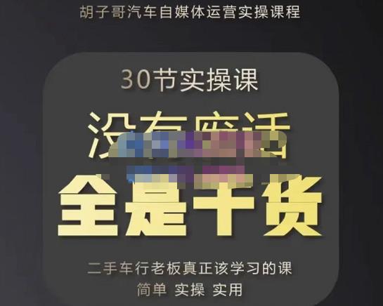 胡子哥·汽车自媒体运营实操课，汽车新媒体二手车短视频运营教程-价值8888元-云帆项目库