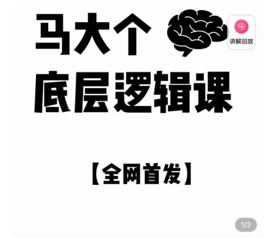 马大个·底层逻辑课，51节底层逻辑智慧课-价值1980元-云帆项目库