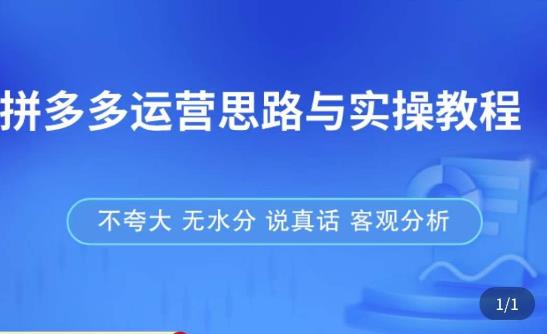 拼多多店铺运营思路与实操教程，快速学会拼多多开店和运营，少踩坑，多盈利-云帆项目库