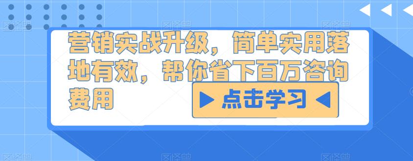 营销实战升级，简单实用落地有效，帮你省下百万咨询费用-云帆项目库