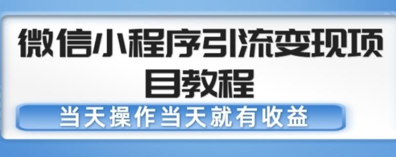 微信小程序引流变现项目教程，当天操作当天就有收益，变现不再是难事-云帆项目库