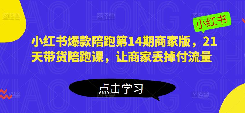 小红书爆款陪跑第14期商家版，21天带货陪跑课，让商家丢掉付流量-云帆项目库