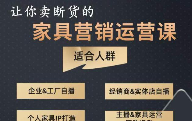 让你卖断货的家具营销运营课，打造高销量家具账号（短视频+直播+人物IP）-云帆项目库