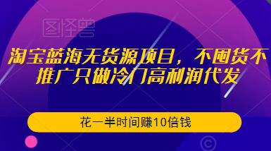 淘宝蓝海无货源项目，不囤货不推广只做冷门高利润代发，花一半时间赚10倍钱-云帆项目库