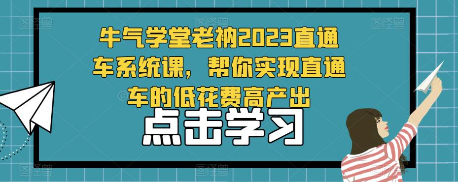 牛气学堂老衲2023直通车系统课，帮你实现直通车的低花费高产出-云帆项目库