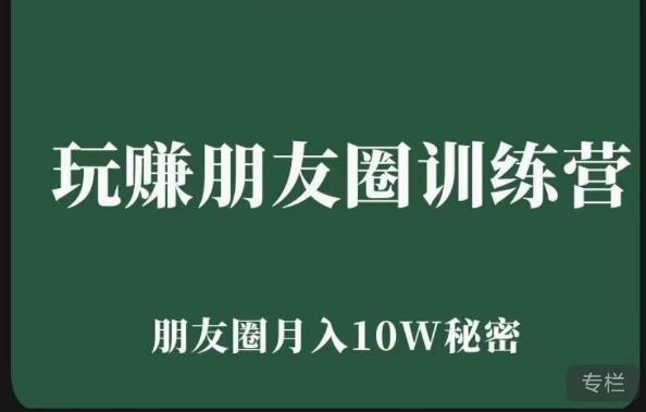 玩赚朋友圈系统课，朋友圈月入10W的秘密，​7天系统图文课程-云帆项目库