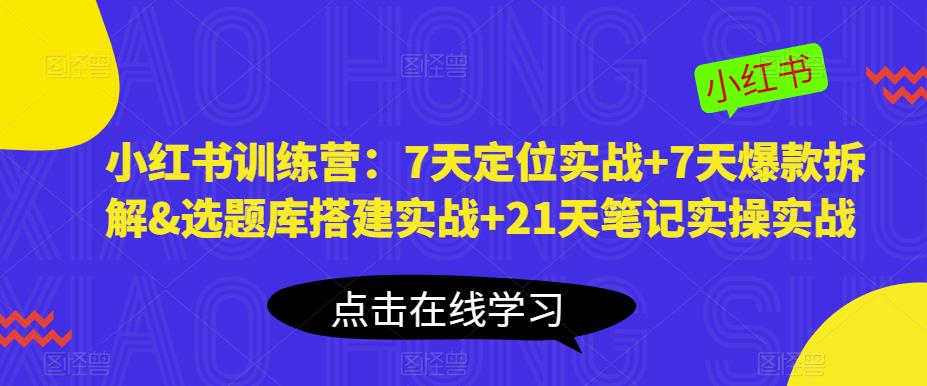 小红书训练营：7天定位实战+7天爆款拆解&选题库搭建实战+21天笔记实操实战-云帆项目库