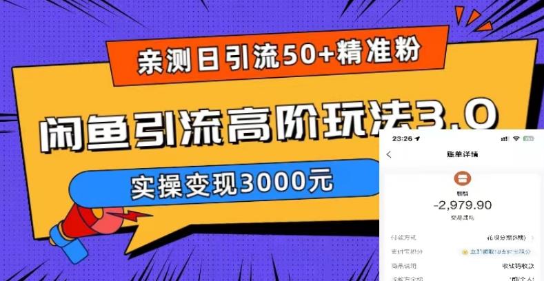 亲测日引50+精准粉，闲鱼引流高阶玩法3.0，实操变现3000元【揭秘】-云帆项目库