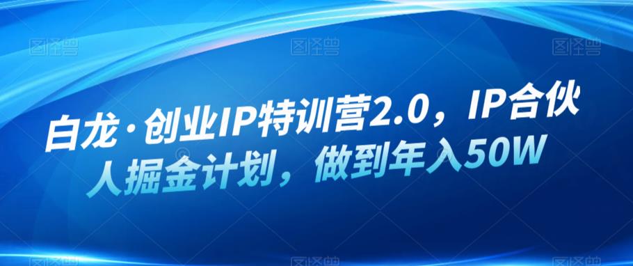 白龙·创业IP特训营2.0，IP合伙人掘金计划，做到年入50W-云帆项目库