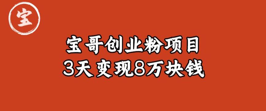 宝哥IP图文创业粉引流项目实战分享：单个账号3天涨粉1万，变现8万块钱（图文教程）【揭秘】-云帆项目库