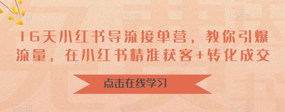 16天小红书导流接单营，教你引爆流量，在小红书精准获客+转化成交-云帆项目库