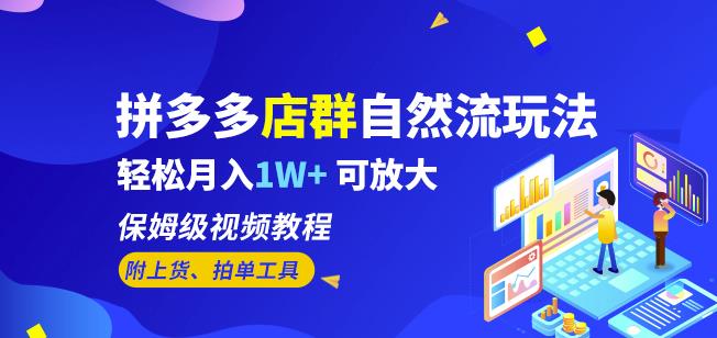 拼多多店群自然流玩法，轻松月入1W+保姆级视频教程（附上货、拍单工具）-云帆项目库