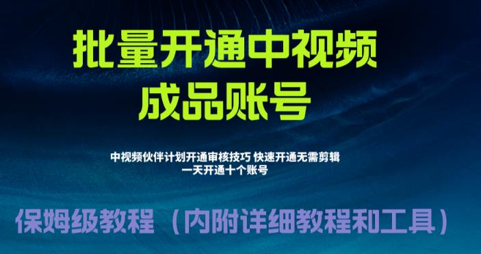 外面收费1980的暴力开通中视频计划教程，内附详细的快速通过中视频伙伴计划的办法-云帆项目库