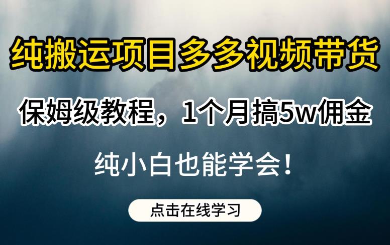 纯搬运项目多多视频带货保姆级教程，1个月搞5w佣金，纯小白也能学会【揭秘】-云帆项目库