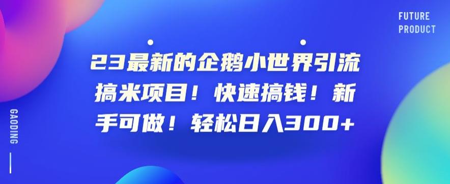 23最新的企鹅小世界引流搞米项目！快速搞钱！新手可做！轻松日入300+【揭秘】-云帆项目库