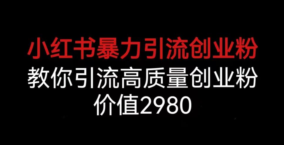 小红书暴力引流创业粉，教你引流高质量创业粉，价值2980【揭秘】-云帆项目库