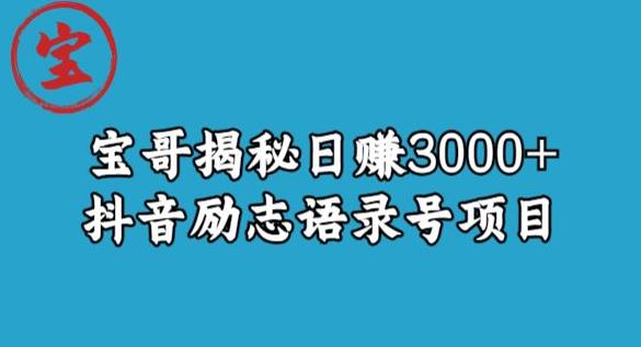 宝哥揭秘日赚3000+抖音励志语录号短视频变现项目-云帆项目库