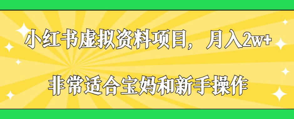 小红书虚拟资料项目，月入2w+，非常适合宝妈和新手操作【揭秘】-云帆项目库