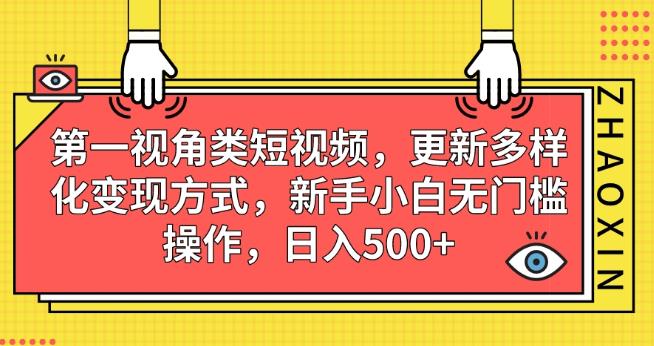 第一视角类短视频，更新多样化变现方式，新手小白无门槛操作，日入500+【揭秘】-云帆项目库