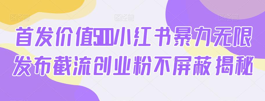 首发价值5100小红书暴力无限发布截流创业粉不屏蔽揭秘-云帆项目库