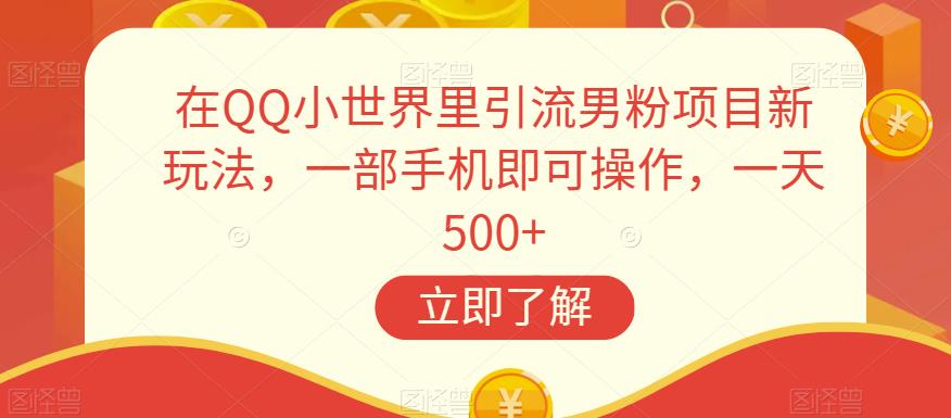 在QQ小世界里引流男粉项目新玩法，一部手机即可操作，一天500+【揭秘】-云帆项目库