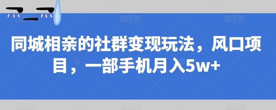 同城相亲的社群变现玩法，风口项目，一部手机月入5w+【揭秘】-云帆项目库