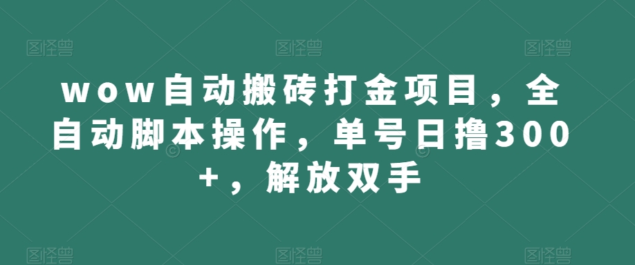 wow自动搬砖打金项目，全自动脚本操作，单号日撸300+，解放双手【揭秘】-云帆项目库