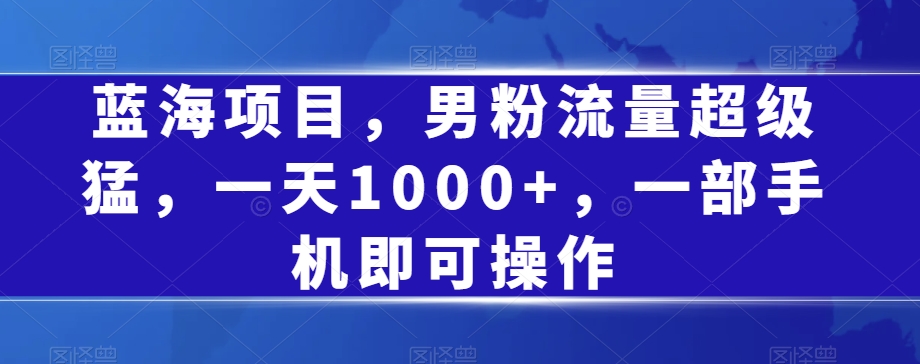 蓝海项目，男粉流量超级猛，一天1000+，一部手机即可操作【揭秘】-云帆项目库