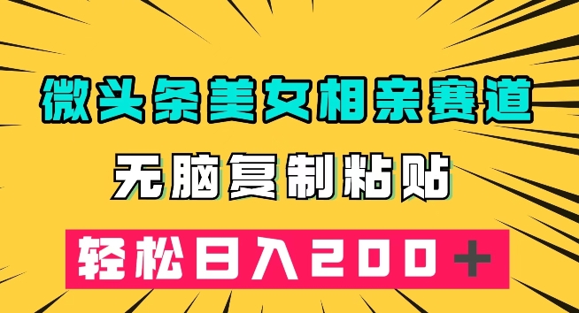 微头条冷门美女相亲赛道，无脑复制粘贴，轻松日入200＋【揭秘】-云帆项目库