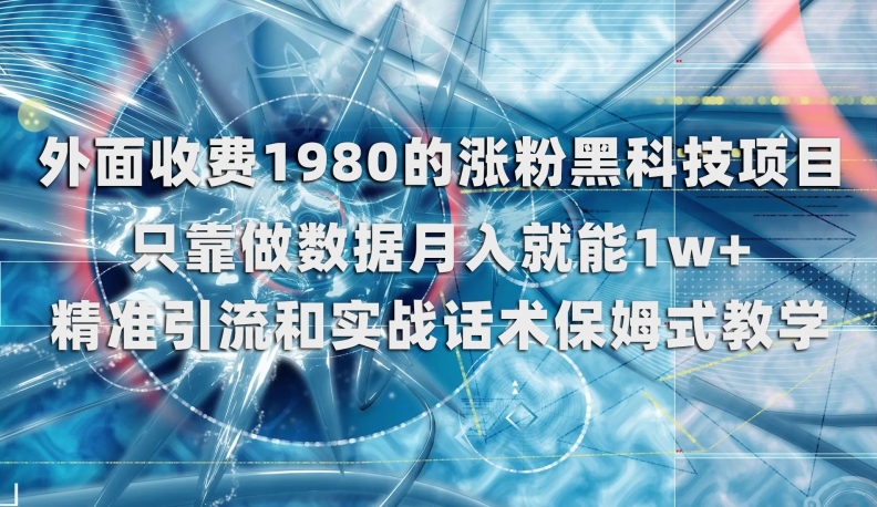 外面收费1980的涨粉黑科技项目，只靠做数据月入就能1w+【揭秘】-云帆项目库