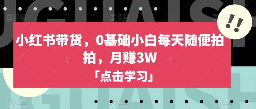 小红书带货，0基础小白每天随便拍拍，月赚3W【揭秘】-云帆项目库