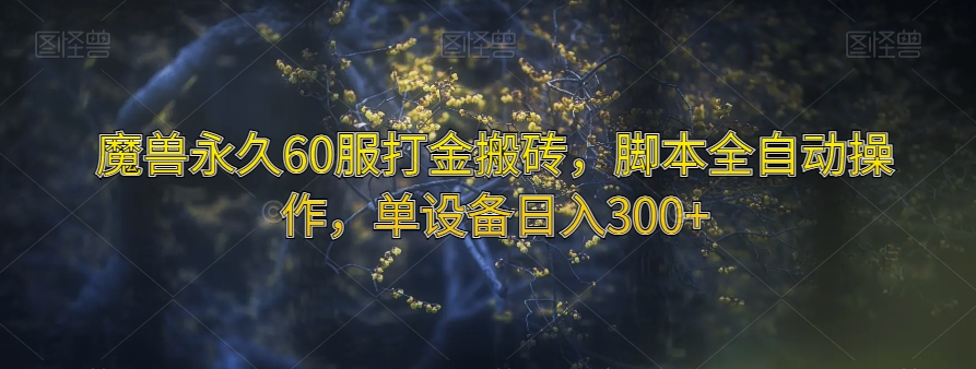 魔兽永久60服打金搬砖，脚本全自动操作，单设备日入300+【揭秘】-云帆项目库