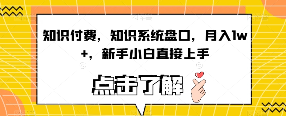 知识付费，知识系统盘口，月入1w+，新手小白直接上手-云帆项目库