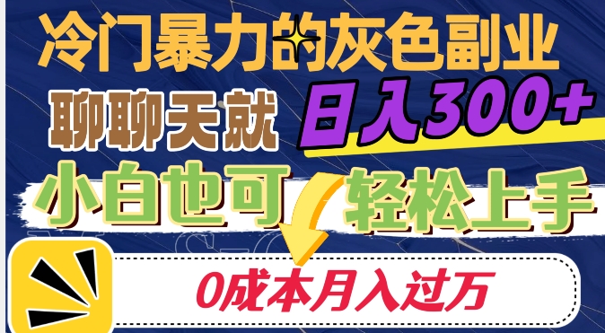 冷门暴利的副业项目，聊聊天就能日入300+，0成本月入过万【揭秘】-云帆项目库