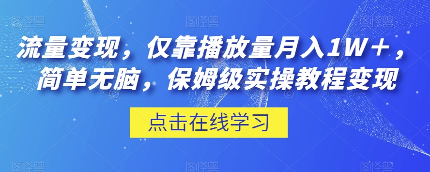 流量变现，仅靠播放量月入1W＋，简单无脑，保姆级实操教程【揭秘】-云帆项目库